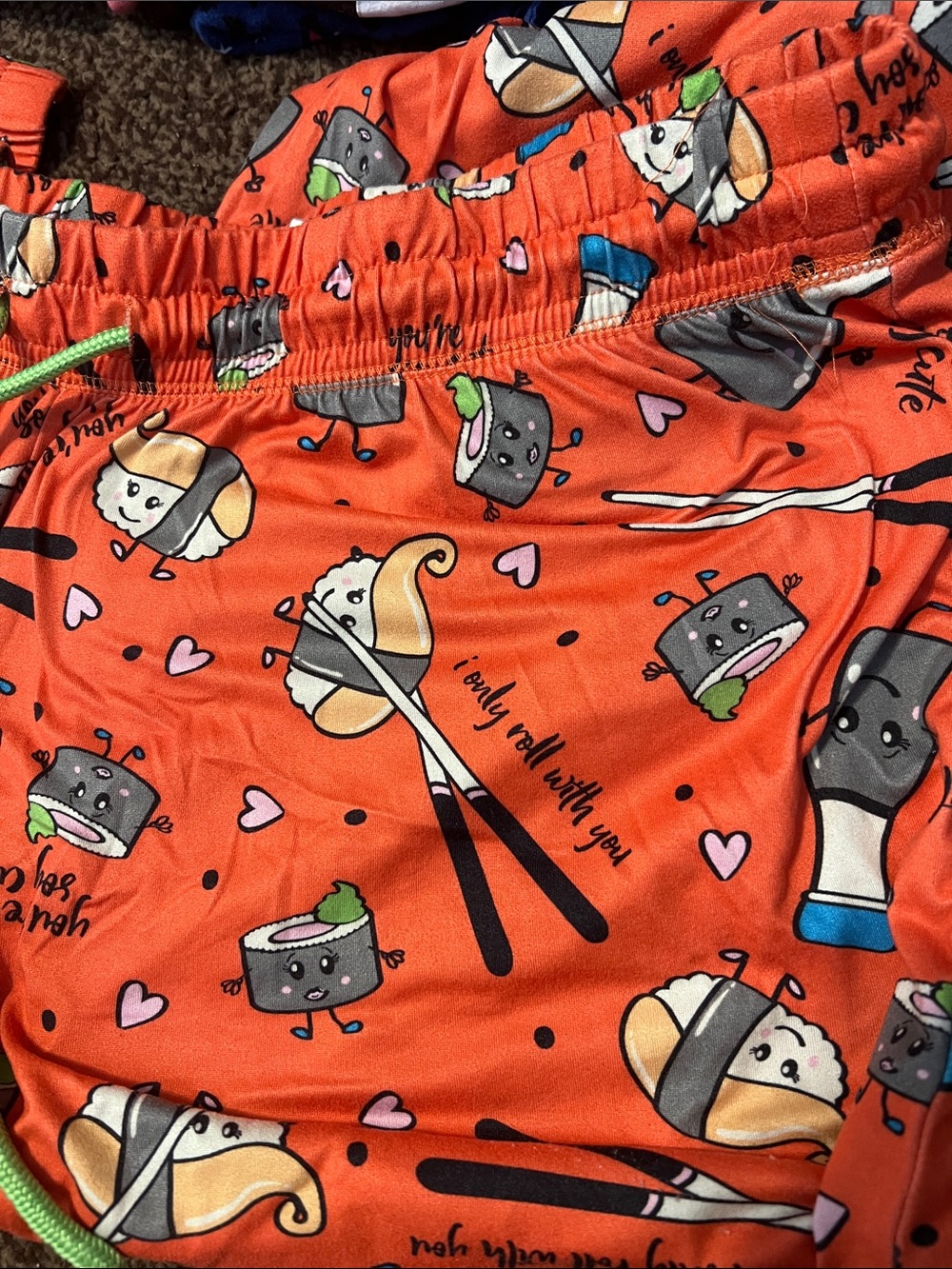 Briefly Stated Orange Sushi Print Pajama pants
